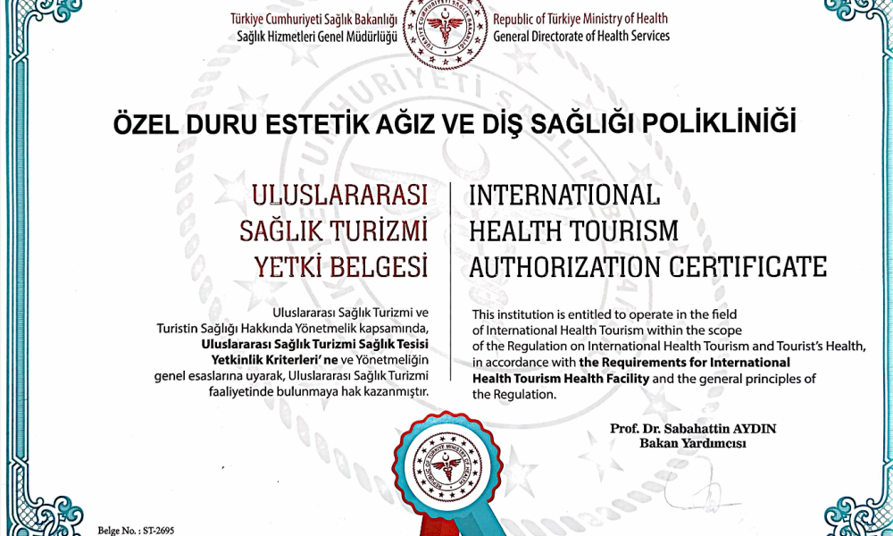 International Health Tourism Authorization Certificate